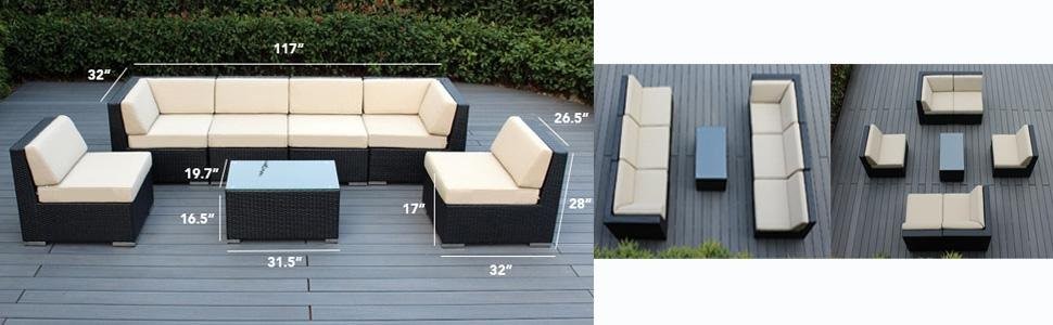 7 Piece Outdoor Wicker Patio Furniture Sectional Conversation Set 7 Piece Outdoor Wicker Patio Furniture, Ohana Outdoor Furniture Reviews