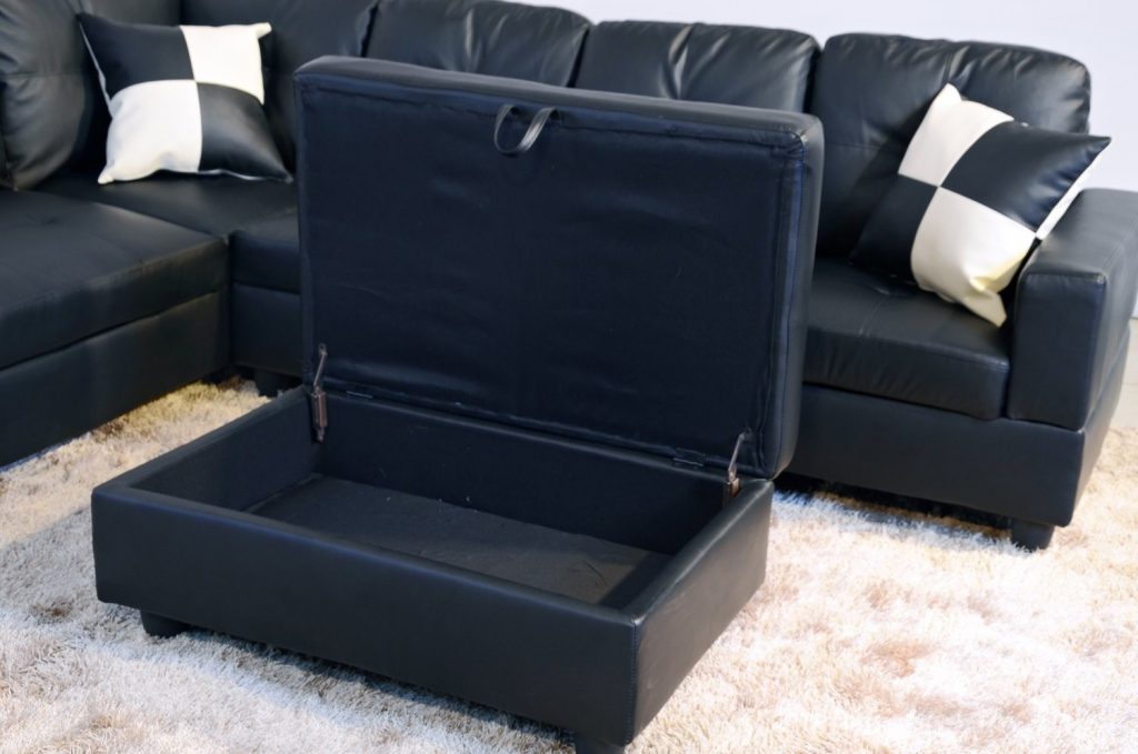 Black Leather Sectional