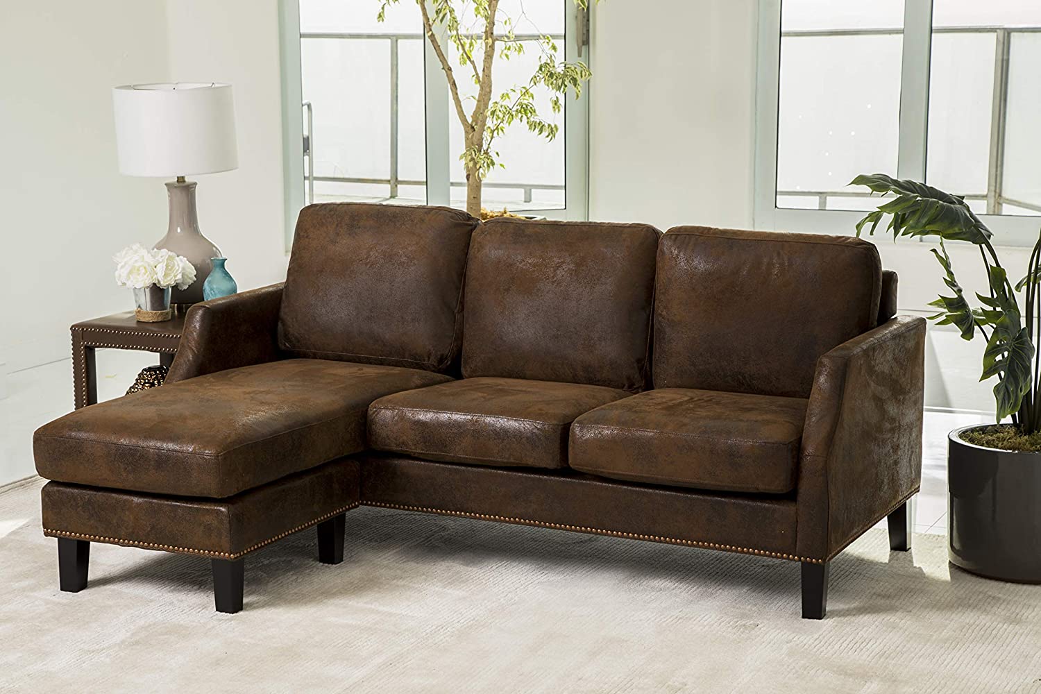 faux leather sofa steel legs