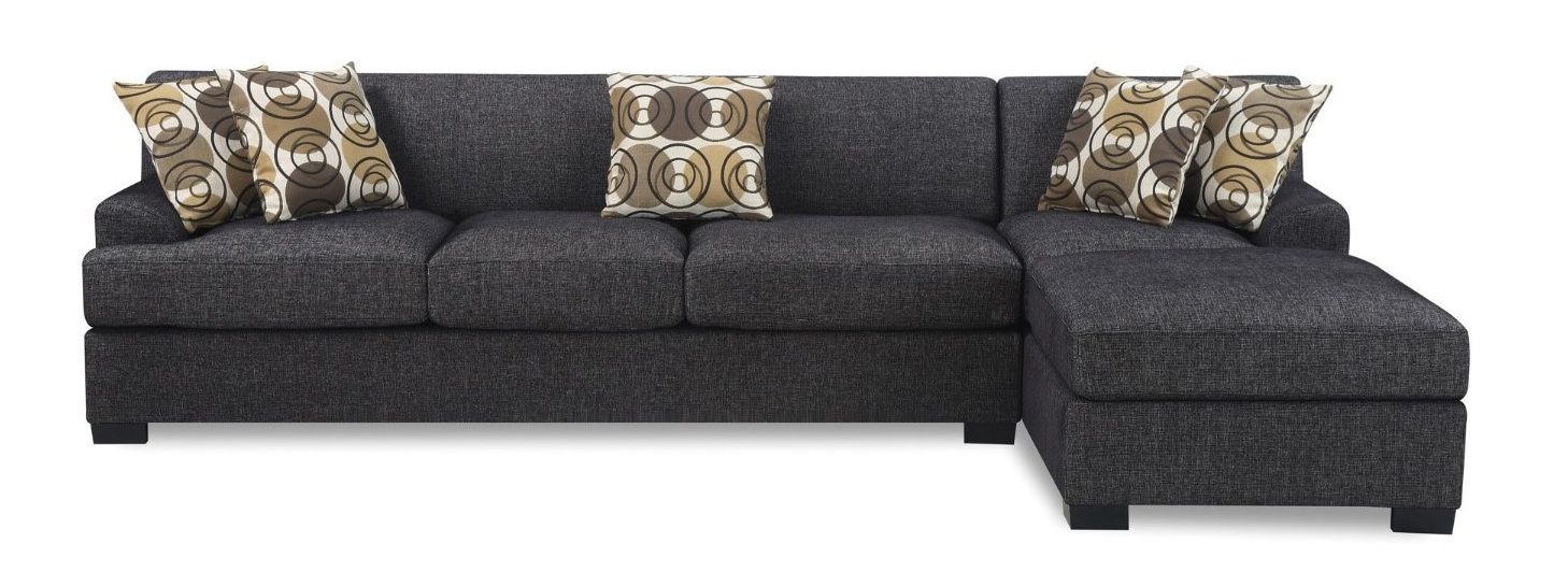 Bobkona Poundex Benford Collection Faux Linen Chaise Sofa