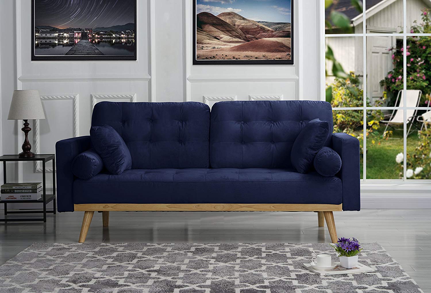Navy Velvet Couch