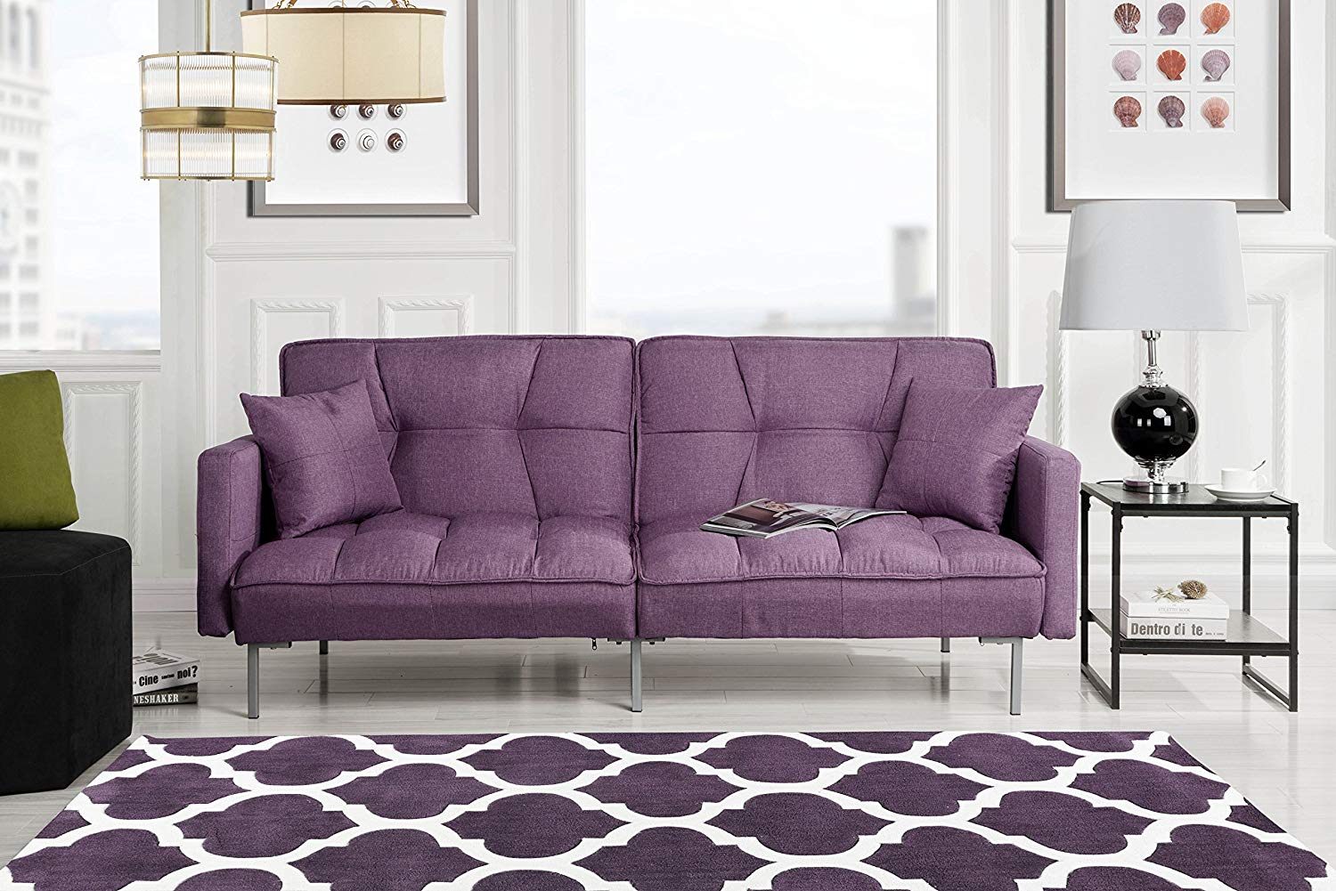 purple leather sleeper sofa