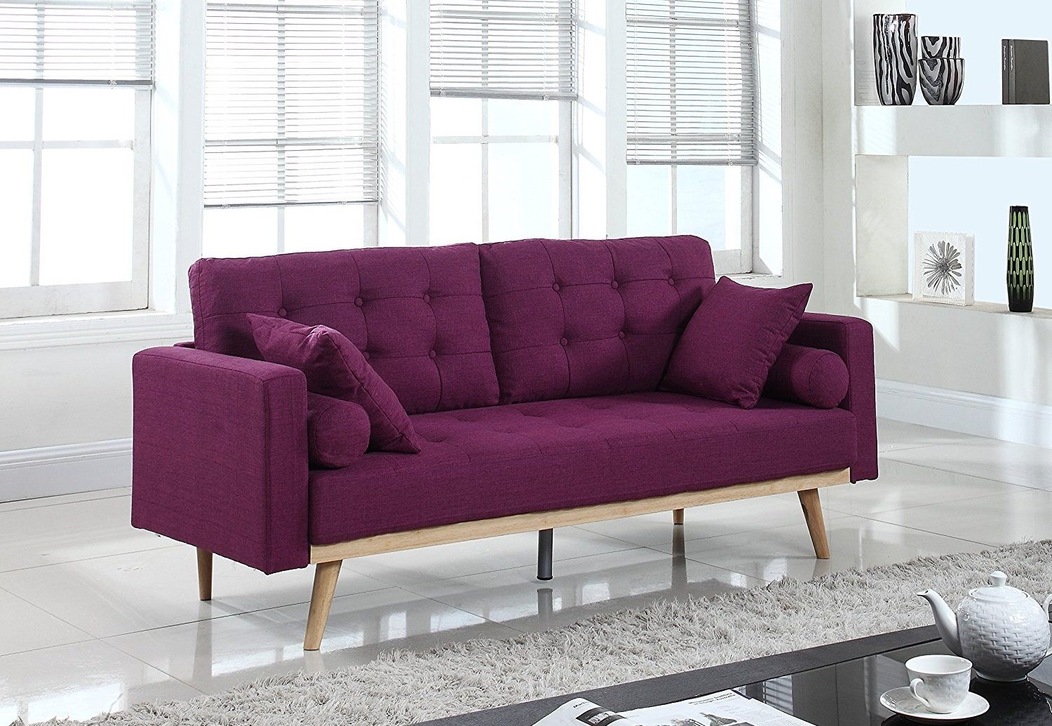 Purple Tufted Sofa