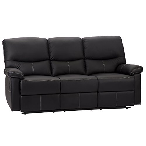 Black Leather Reclining Sectional