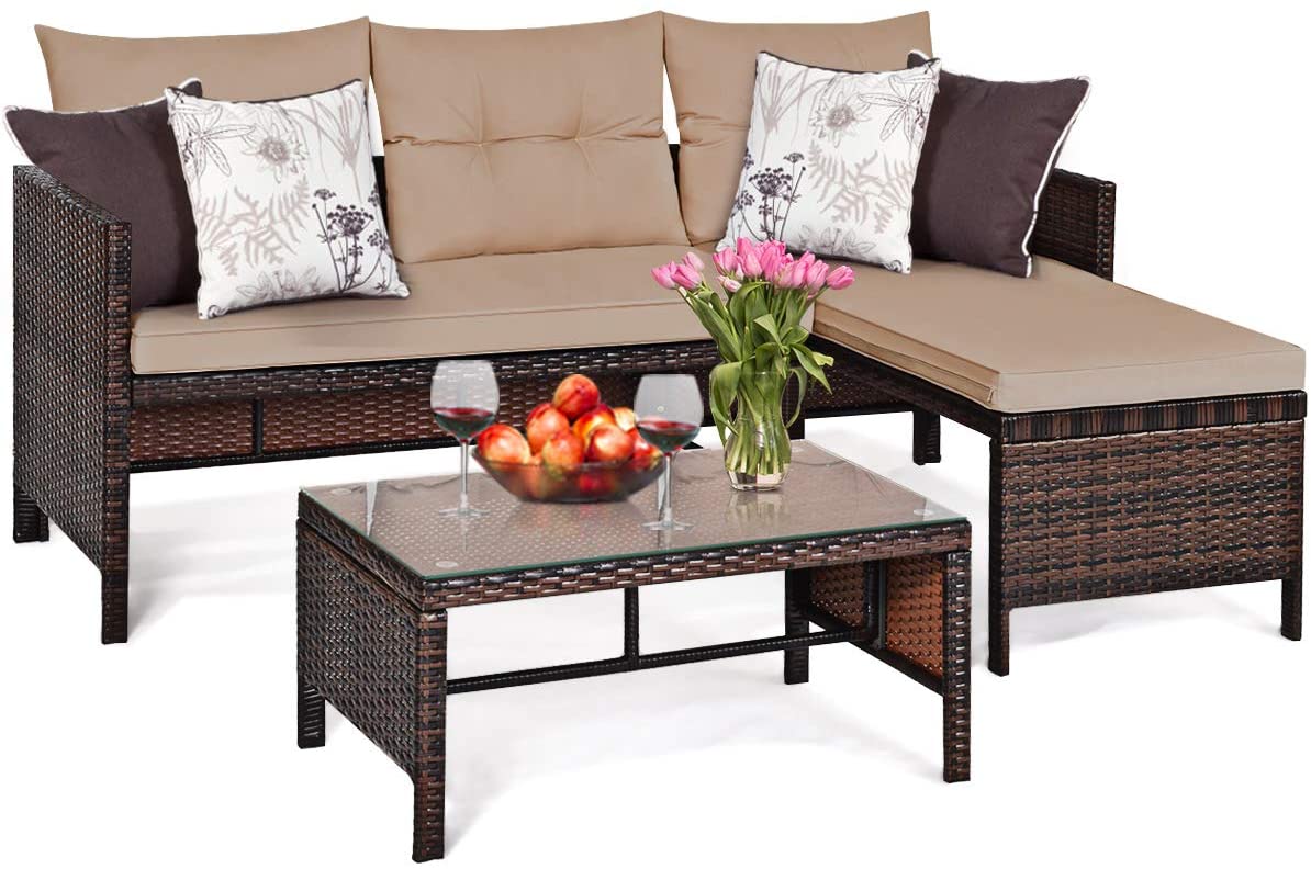 and Poolside Seating and Furniture Sets,39.8 x 22.8 x 31.9 Inches Deck Tbest Outdoor Loveseat Patio Couch with Washable Cushions,Poly Rattan Patio Wicker Seat Perfect for Balcony