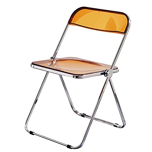 lhx Folding Chair Transparent Acrylic Material, Foldable and Easy to Carry, Suitable for Office Travel in Restaurant Garden (Size : Brown)