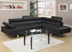 Poundex Bobkona Atlantic Black Leather Sectional  2-Piece Sofa Review