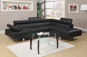 Poundex Bobkona Atlantic Black Leather Sectional 2-Piece Sofa Review