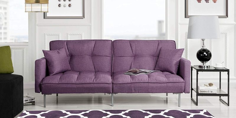 Modern Plush Tufted Linen Best Prices Purple Sleeper Sofa Review- Free Shipping