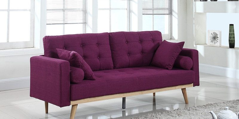 Mid Century Linen Fabric Best Purple Tufted Sofa Review