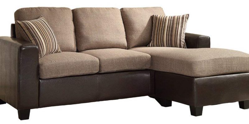 Homelegance Best Reversible Sectional Sofa Chaise with 2 Pillows
