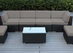 7-Piece Outdoor Wicker Patio Furniture Sectional Conversation Set