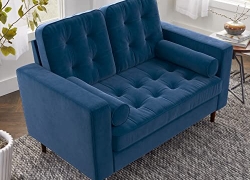 Blue Velvet Loveseat: Elevate Your Living Room with Luxurious Comfort